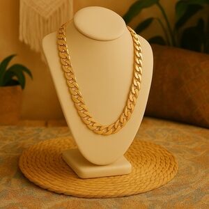 💥 Pretty Bird 18K Yellow Gold Plated Large Link Chain – 24 Inch